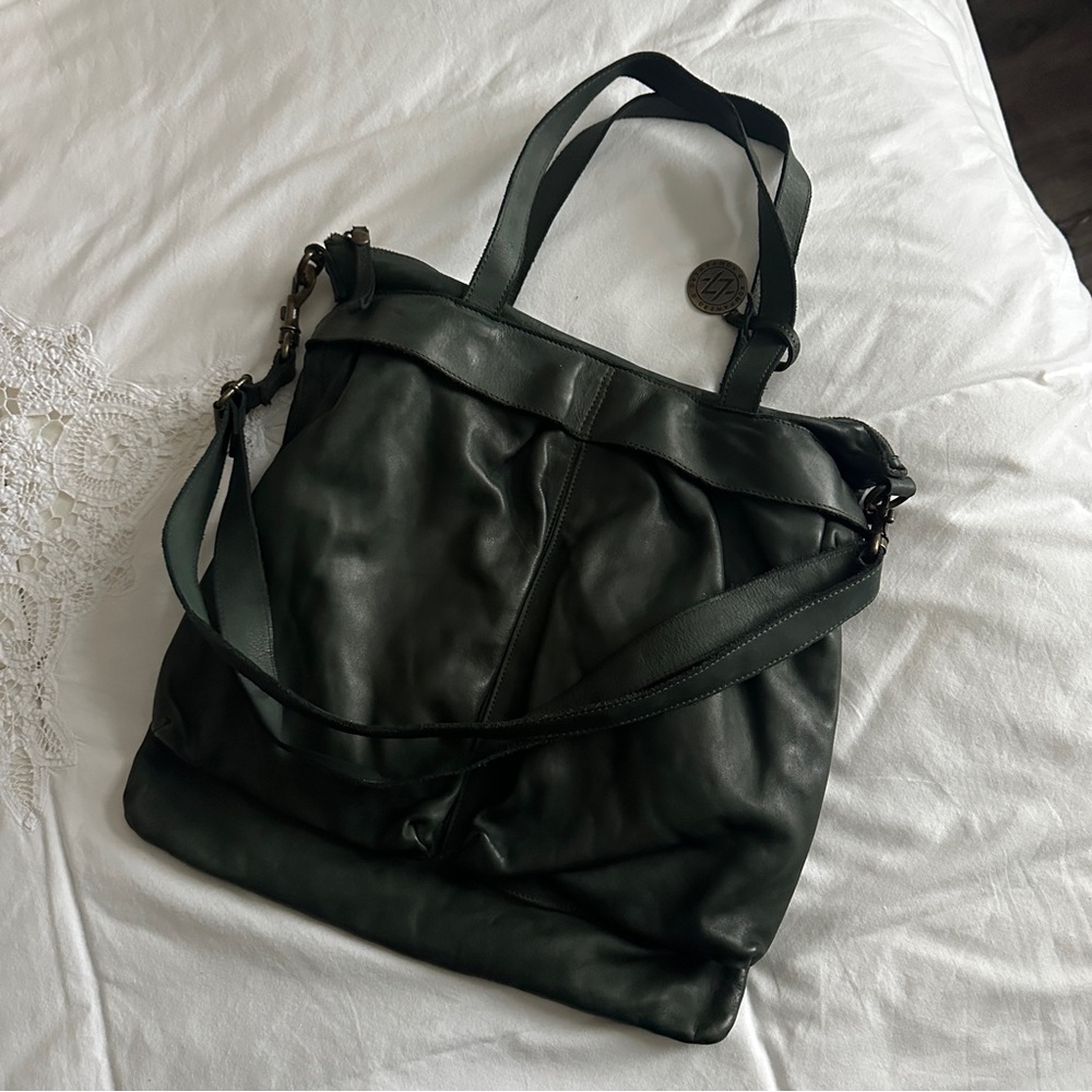 Deep Green Leather Tote Bag
